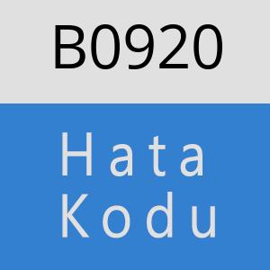 B0920 hatasi