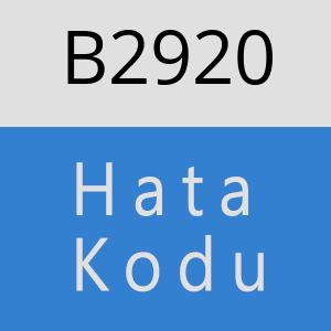 B2920 hatasi